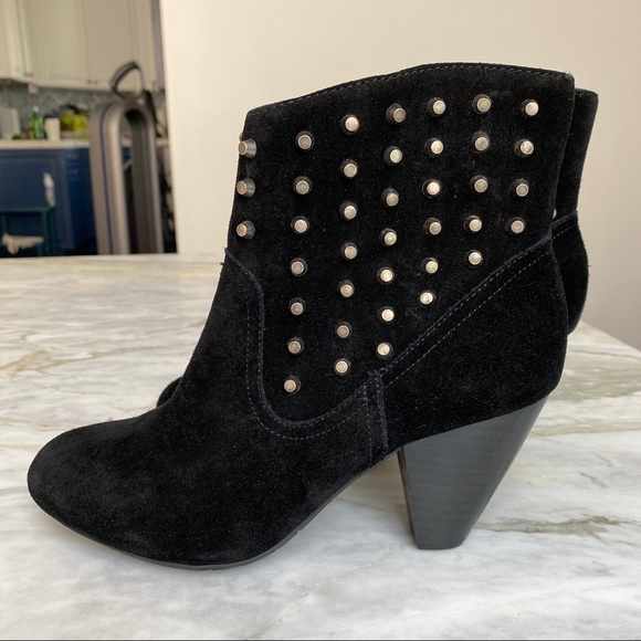 JESSICA SIMPSON Odette Studded Black Suede Ankle Boots Booties - Picture 2 of 5